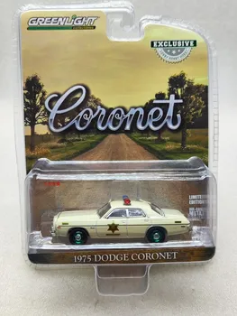 1:64 1975 Dodge Coronet Policijos automobilį žalia mašina Surinkimo automobilių modeliai
