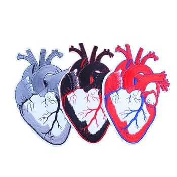 1PC Rankų darbo Žmogaus Širdies Siuvinėjimas, Emblemos, Etiketės Siūti Geležies Pleistrai Medžiaga Appliques 