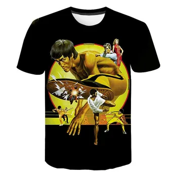 2023 Naujas Bruce Lee Kung Fu Modelio 3D Grafinis T-shirt Vyrams, Moterims, Vaikams Streetwear Atsitiktinis Trumpas Rankovės Berniukas Vaikai Viršūnes Tee