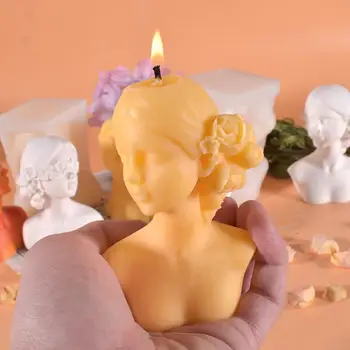 3D Rose užrištomis akimis Akių Uždarymo Mergina Silikono Žvakių Liejimo Rankų darbo Žvakė Priėmimo Komplektas 