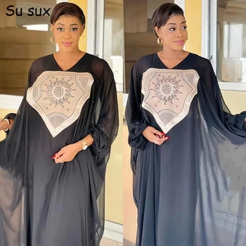 Afrikos Suknelės Moterims 2023 Šifono Maxi Suknelė Afrikos Drabužių Dashiki Plius Dydis Siuvinėjimo Kratinys Ilgos Suknelės Caftan