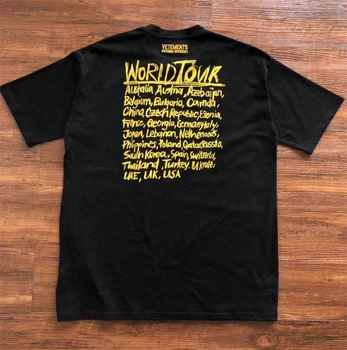 Aukščiausios Kokybės Geltona Vetements Logo marškinėliai Vyrams, Moterims, 1:1 Aukštos Kokybės Atsitiktinis Marškinėliai Viršuje Tees Kanye West