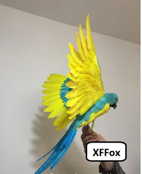 didelis realaus gyvenimo sparnai parrot modelis putų&plunksnos mėlynos ir geltonos modeliavimas papūga paukštis dovana, apie 45x60cm xf0311