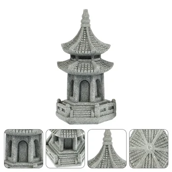 Didelis Šešiakampis Bokštas Zen Sodo Reikmenys Nedidelis Sodas Darbalaukio Papuošalai Ekranas Pagoda Modelis Zen Smiltainio Formos Kraštovaizdžio