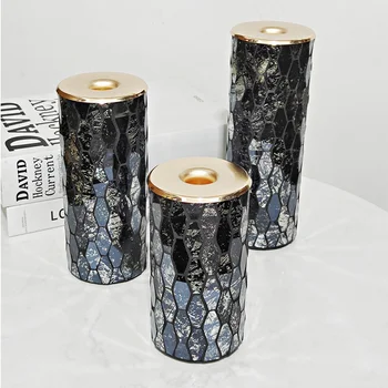 Dizainas, Vintage Stiklo Žvakidė Valgomasis Stalas Ramsčiui Šiaurės Aukso Žvakių Laikiklis Skaidrus Candelabros Decorativos Kambario Dekoro