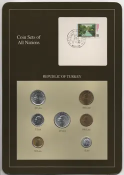 Franklin Pašto Antspaudas Turkija 1986-1989 7 Monetų Rinkinį 1-500 Lire Monetų Rinkinys 100% Originalus
