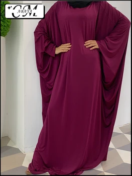 Karšto Pardavimo Apvalios Kaklo vientisos Spalvos Skraiste EID Suknelės Musulmonų Abaja Malda Suknelė Mados Drugelis Stiliaus Kaftan Ramadanas Drabužių Raudona