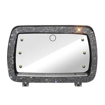 LED Automobilių Skydelis Kosmetinis Veidrodis Automobilių Makiažo Veidrodis Su Cirkonio Automobilių Kosmetinis Veidrodis Su įmontuota Baterija Pritemdomi Galinio vaizdo