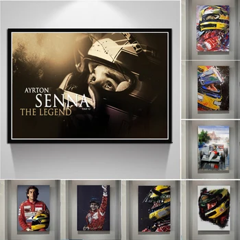 Plakatas Spaudinių Ayrton Senna F1 Lenktynių Automobilių Legenda Formulės Vairuotojas Star Sienos Menas Drobė, Aliejus, Tapyba Nuotraukos Kambarį Namų Dekoro