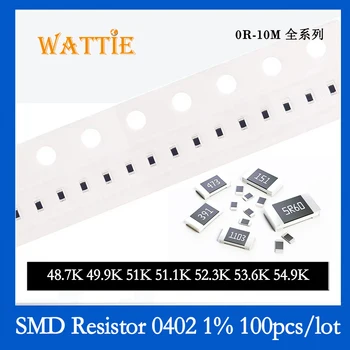 SMD Rezistorius 0402 1% 48.7 K 49.9 K 51K 51.1 K 52.3 K 53.6 K 54.9 K 100VNT/daug chip resistors 1/16W 1,0 mm*0,5 mm