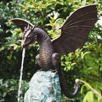Sodo Drakono Statula Fontanas Dragon Ornamentu Dervos Vandens Funkcija Skulptūrų Sode Retro Apdaila
