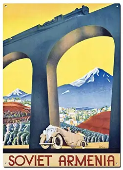 Sovietų Armėnijos Metalo Alavo Ženklai, Sovietų Plakatas, Dekoratyvinis Požymių Sienos Menas Namų Dekoro - 8X12 Colių (20X30 cm)