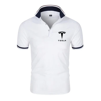 Vasarą Naujų Tesla vyriški Polo Marškinėliai Trumpas Rankovėmis Aukštos Kokybės Verslo Dėvėti Prabanga T-Shirt Mados Kvėpuojantis Polo Marškinėliai Vyrams