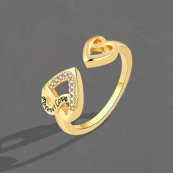 Korėjos Prabangos Prekės Širdies Žiedai Moterims Vestuvių Atidaryti Žiedas Papuošalai Valentino Diena DOVANA