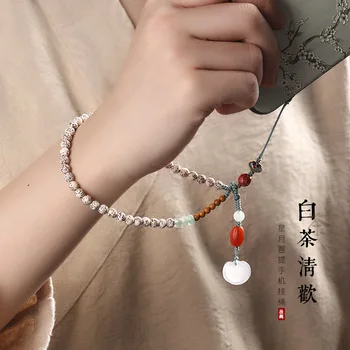Naujas Kinų stiliaus Bodhi Rožinio Mori Meno Retro Paprastas Elegantiškas Trumpas Anti-drop Nuimamas Trumpas Mobiliojo Telefono Virvelės